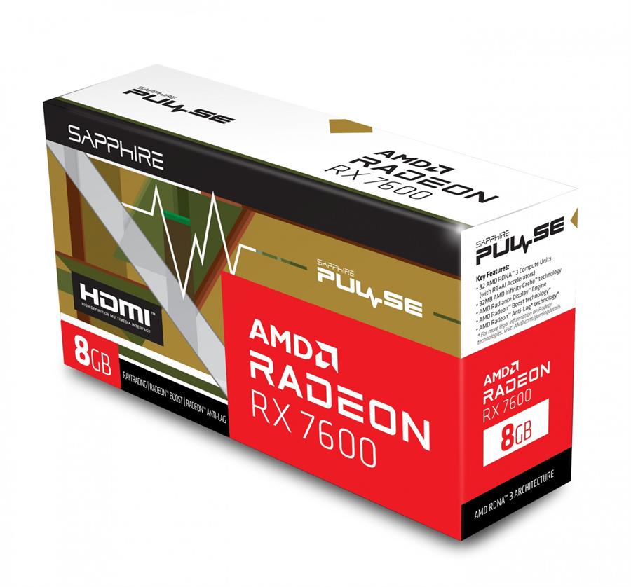 PLACA DE VIDEO SAPPHIRE PULSE RX 7600 OC 8GB